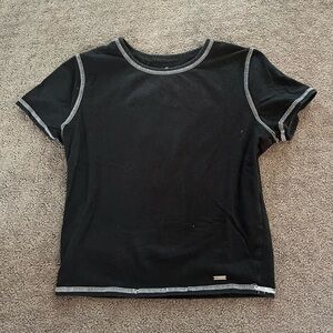 Hollister Black and White Crop Top with Contrast Stitching